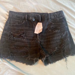 American eagle black ripped denim shorts